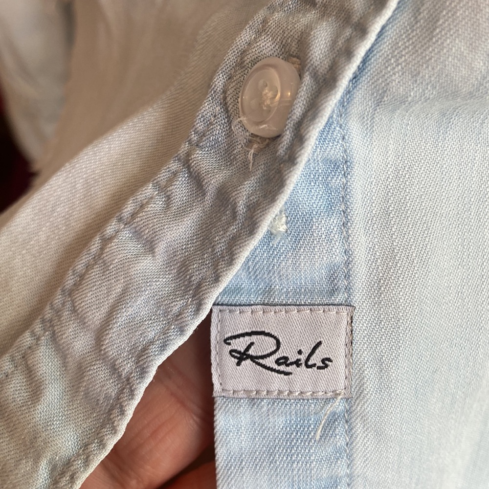 Rails Ingrid Raw Hem Vintage Light Button Up Shir… - image 7
